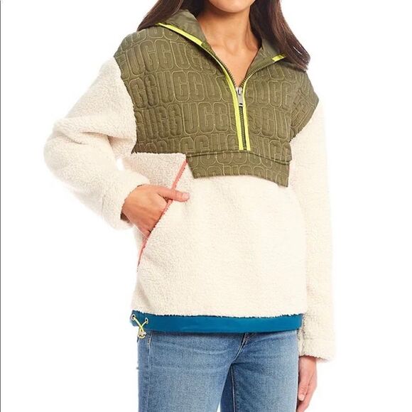 UGG® IGGY Sherpa Half Zip Hooded Jacket - Picture 9 of 12